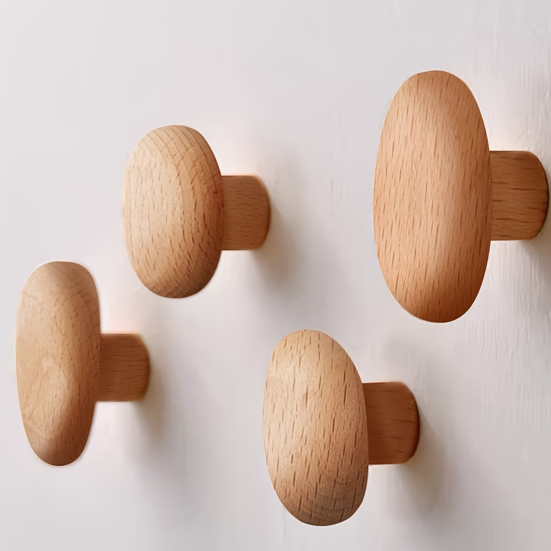 Skanto | WoodCraft Trevegghooker Sett – Håndlaget design av valnøtt og bøk tre