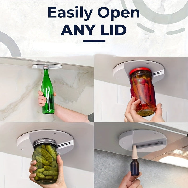 Skanto | Seniorvennlig glassåpner - Artritisvennlig flaske- og boksåpner for oppbevaring under skapet, enkelt å bruke design