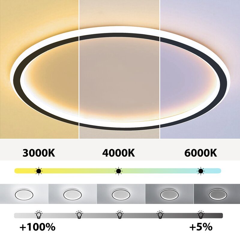 LunaNova – Moderne LED-taklampe i metall/akryl for stue og soverom, ack/Hvit design