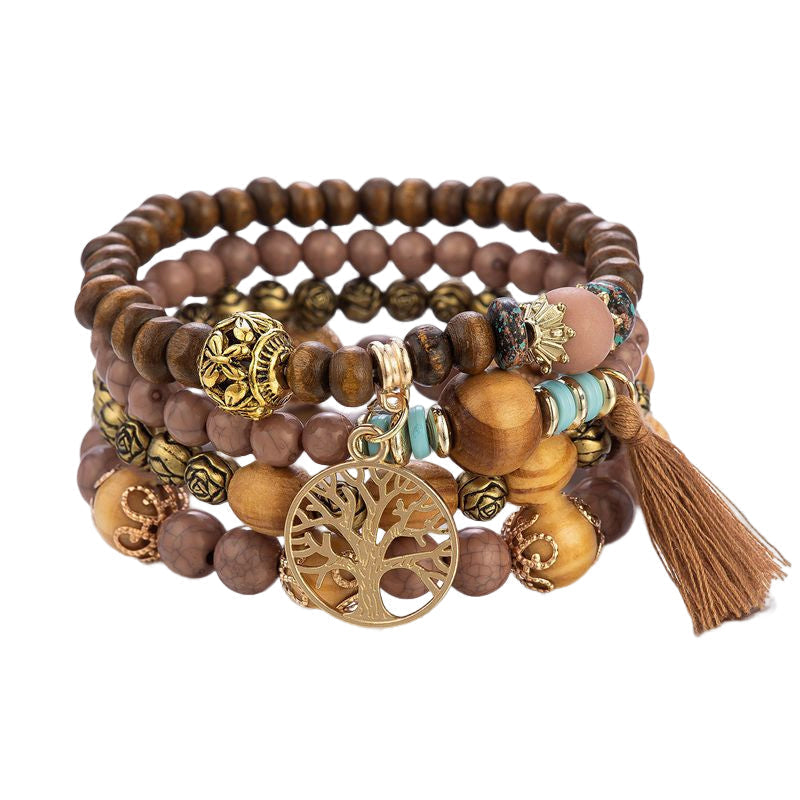 Skanto | Boho Flersjiktet Tresmykke Armbånd
