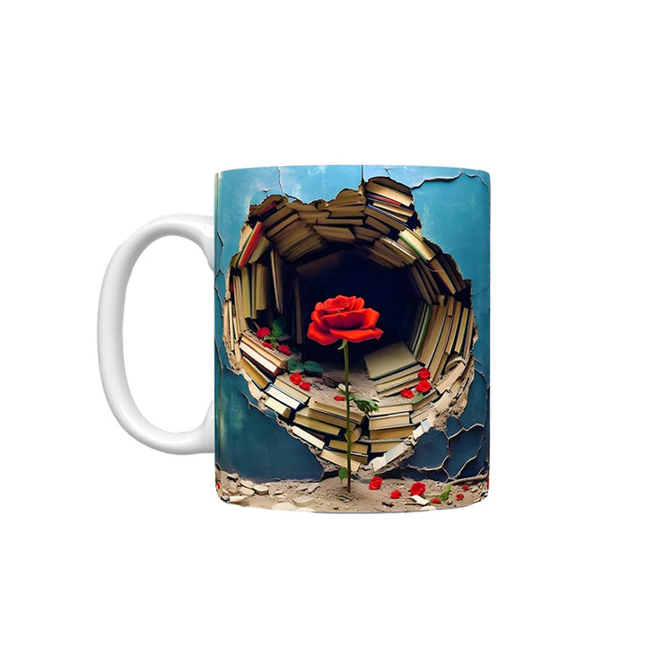 3D Floral Bokhylle Sprukket Hull Kaffe Kopp | Skanto