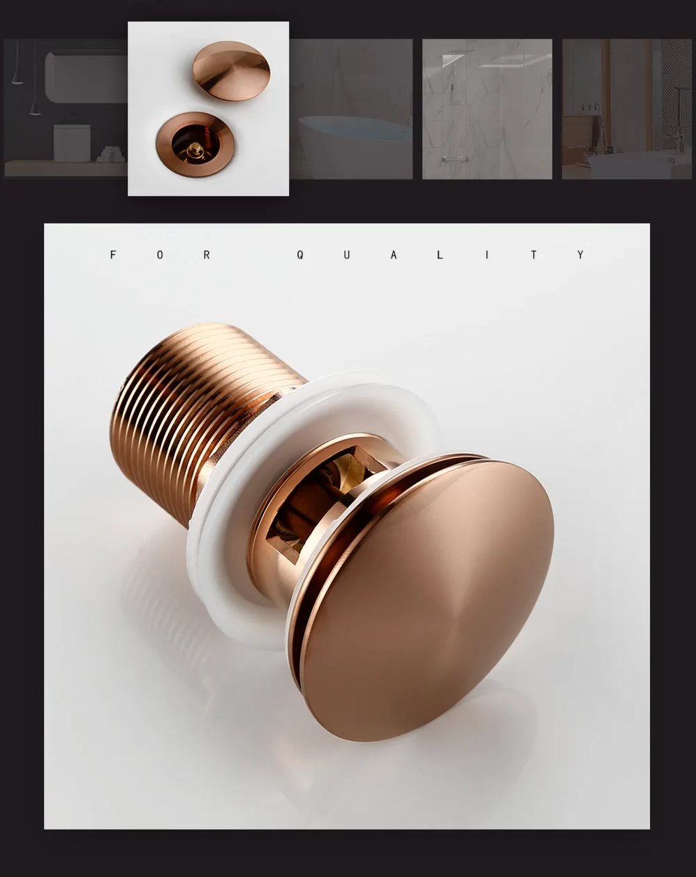 Bagnolux Rose Gold Sink Drain Valve Skanto