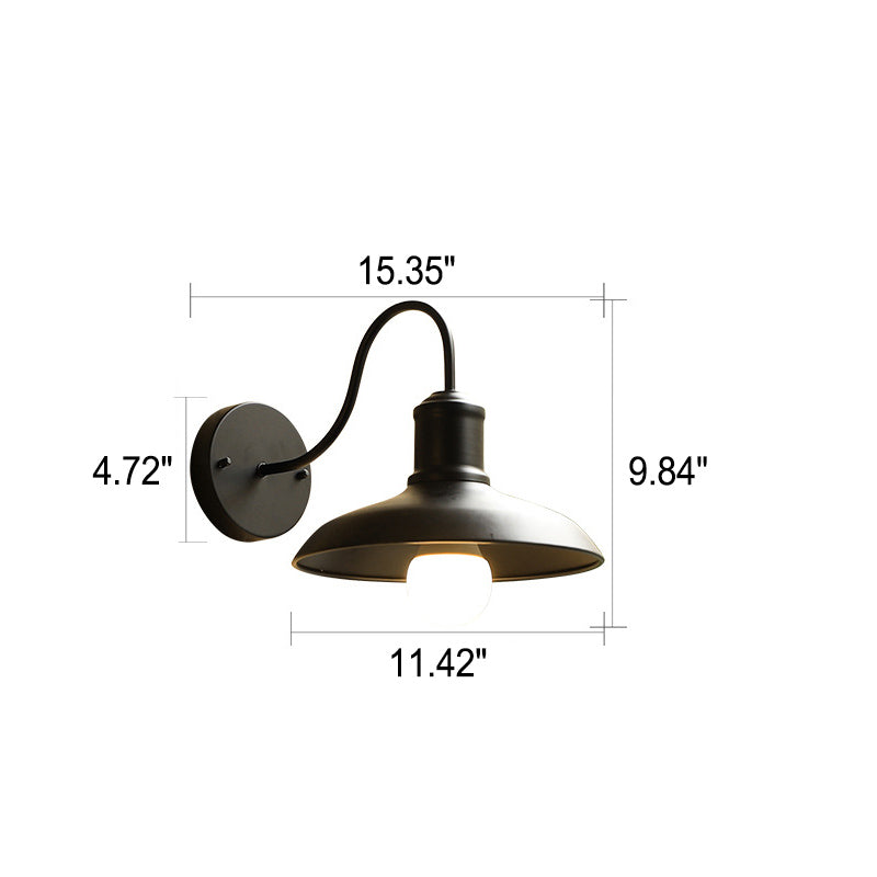 Retro Loft Dome Jern Utendørs Vanntett 1-Lyskilde Buet Arm Vegglampe | Skanto