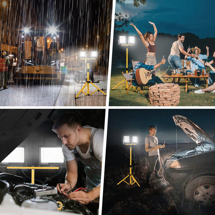 LED Konstruksjonslys 2 x 50W/100W/200W med Stativ Justerbar | Skanto