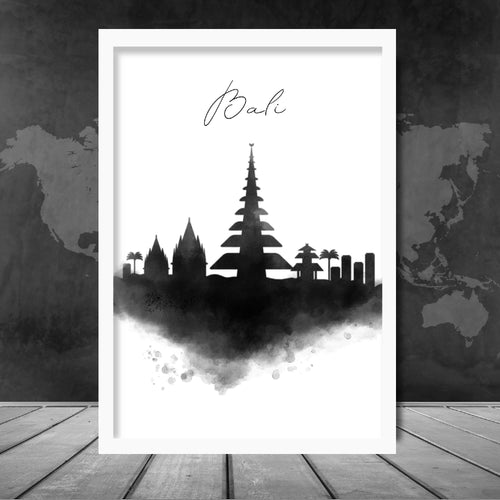 Balis akvarell skyline bybildetrykk