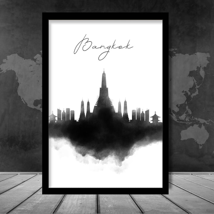 Bangkok akvarell skyline bybildetrykk
