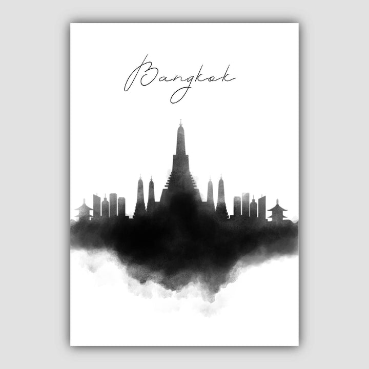 Bangkok akvarell skyline bybildetrykk