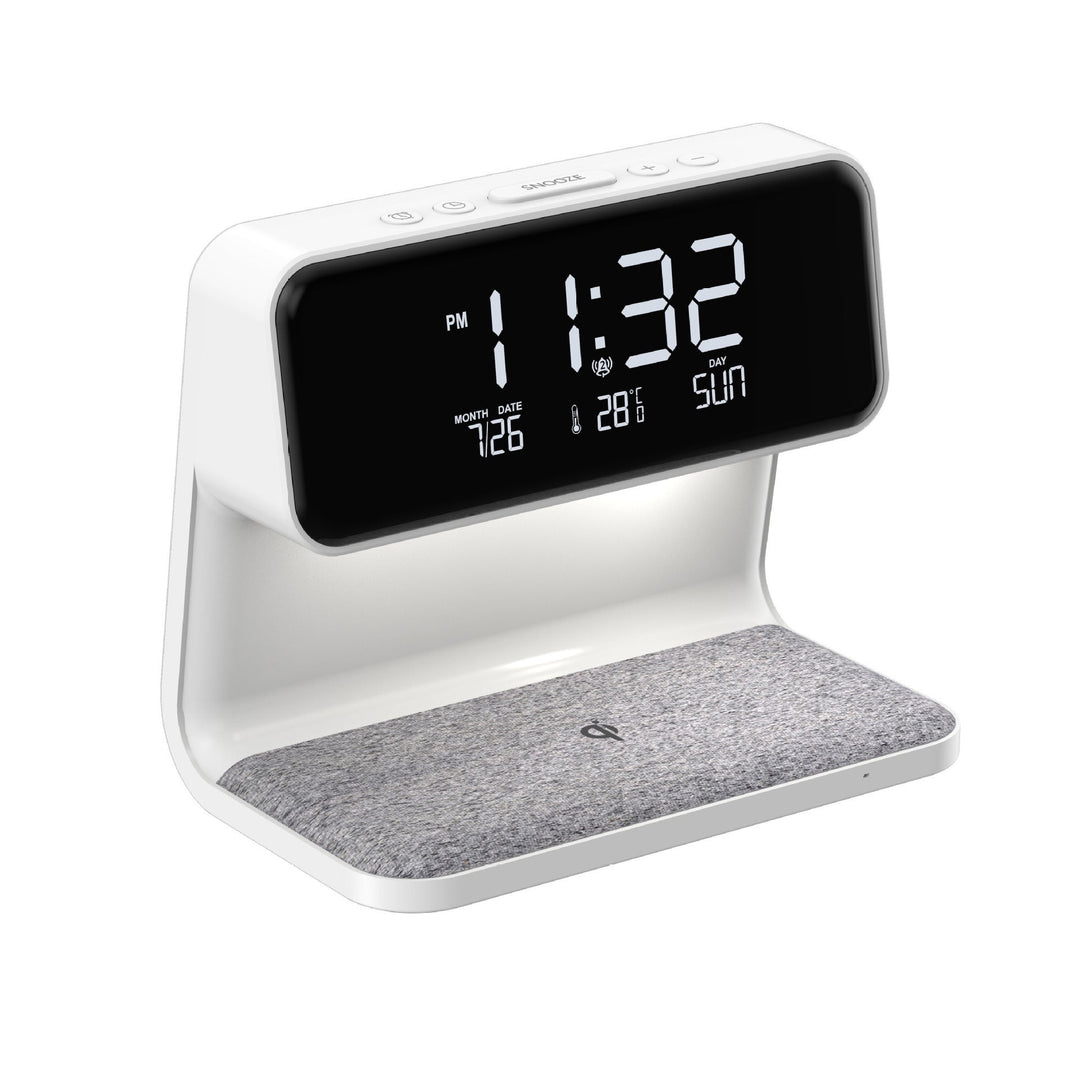 3-i-1 Nattbordlampe Lader Klokke | Skanto