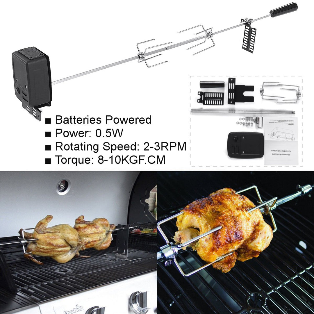 BBQ Grill Motor Kjøttgafler Sett Automatisk Spydstang Rotisser Kit | Skanto