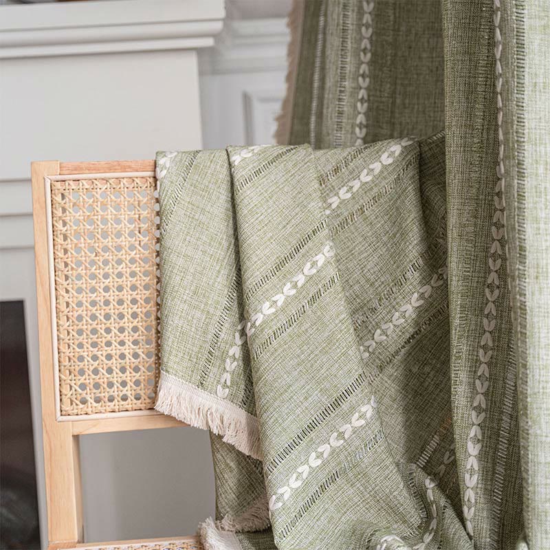 Enkel Stripe Hollow-out Semi-skygge Tussel Gardin | Skanto