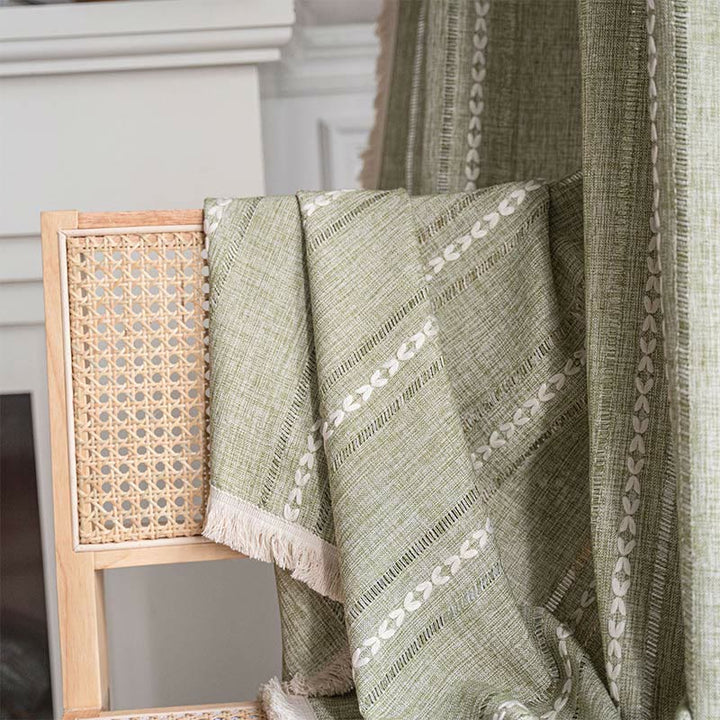Enkel Stripe Hollow-out Semi-skygge Tussel Gardin | Skanto