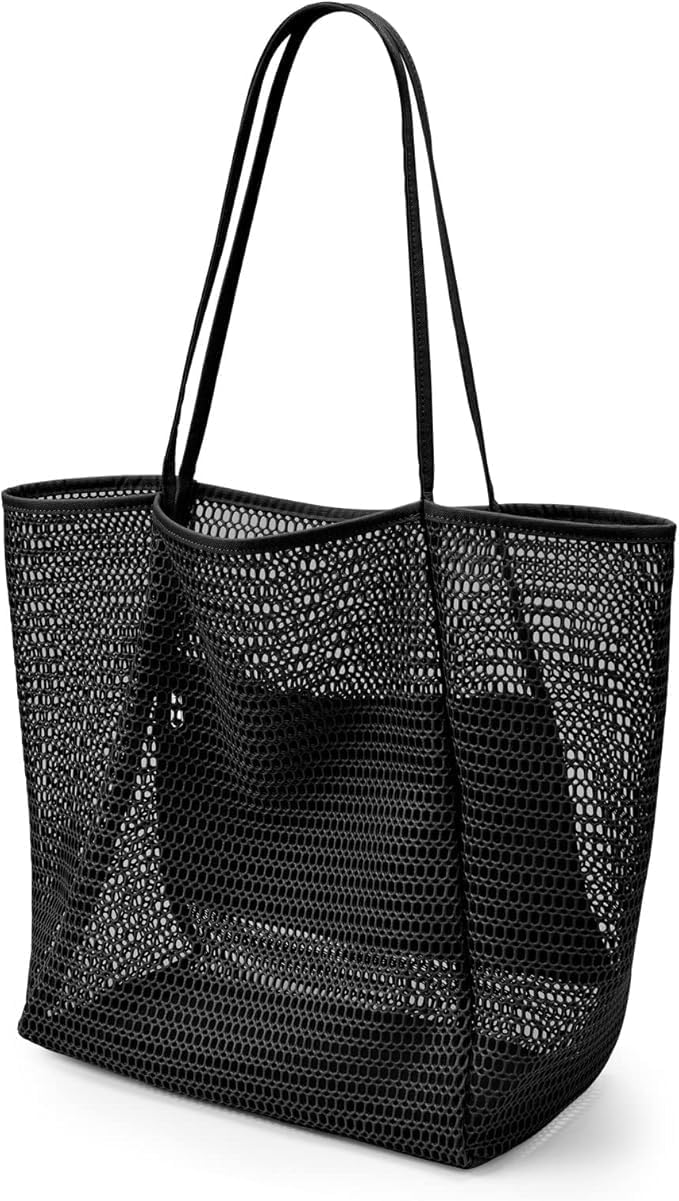 Foldbar mesh strand tote bag med innerlomme | Skanto