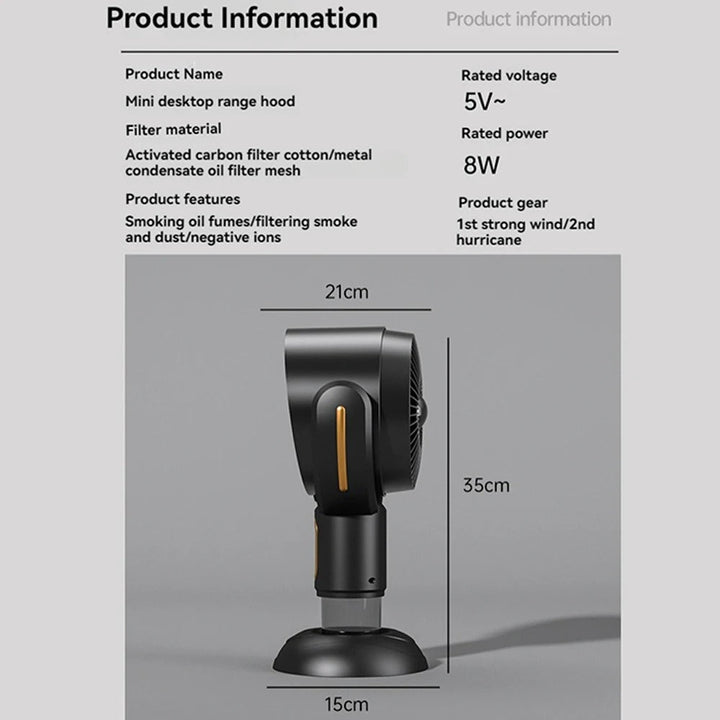 SmokeAway Venti – Tragbarer Luftreiniger-Ventilator med Ionenteknologi og USB-Ladegerät