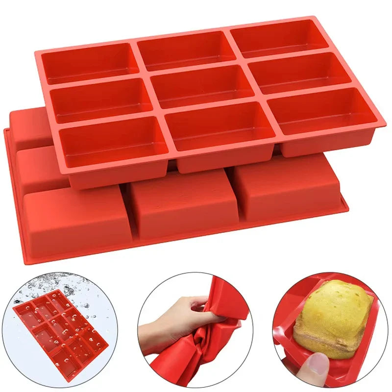 Store 9-hull silikon mini brødform non-stick bakeform | Skanto