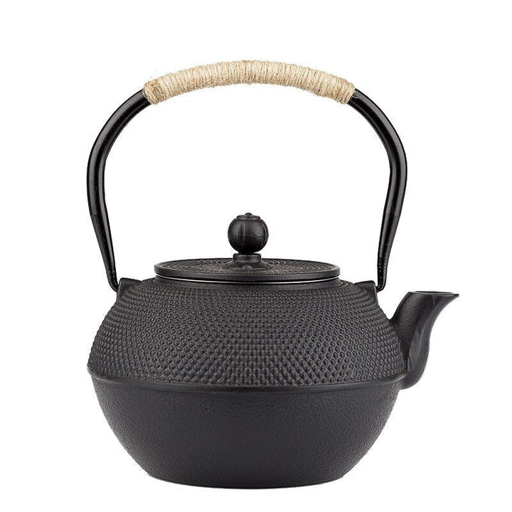 Svart jernkjele med infuser, støpejerns tekjele for vannkoking | Skanto