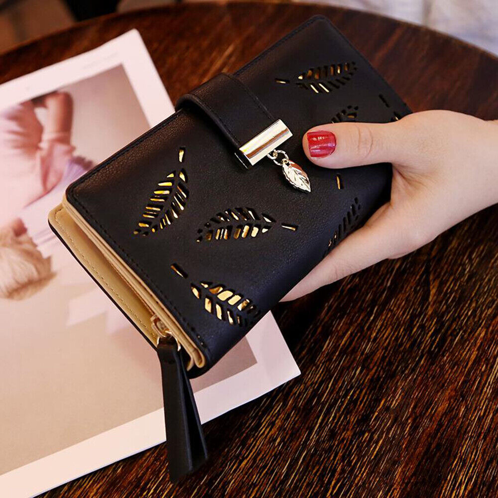 Skanto | GoldenLeaf PU Lær lommebok med blad charm design
