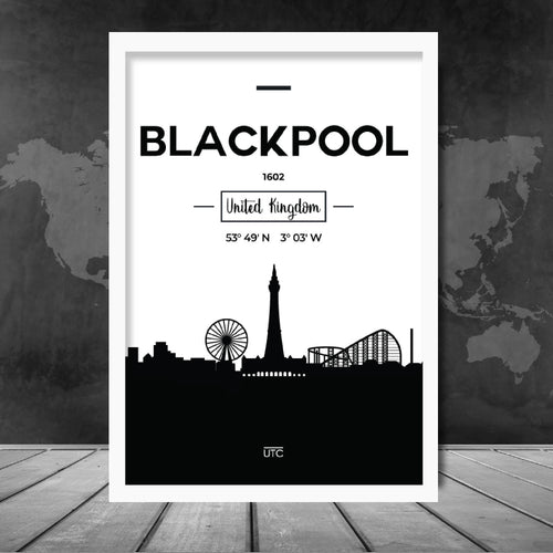 Blackpool bysilhuett, byutsikt, trykk