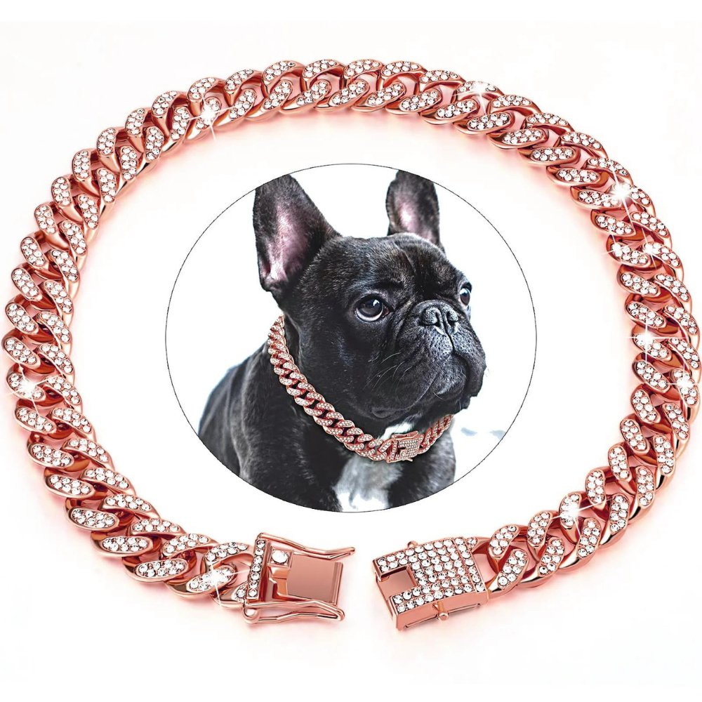 BlingPaws • Hundehalsbånd med gullkjede
