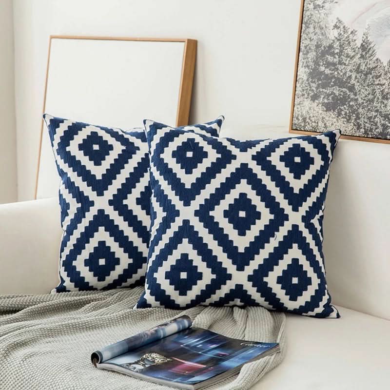 Skanto | Blå brodert dekorativ putetrekk