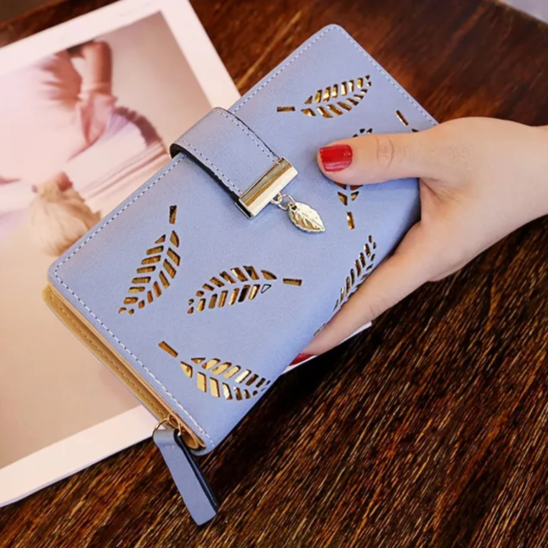 Skanto | GoldenLeaf PU Lær lommebok med blad charm design