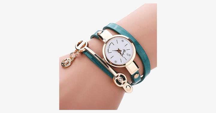 Skanto | Gull Charm Wrap Klokke - Multicolor vegansk lær klokke for stilige mennesker