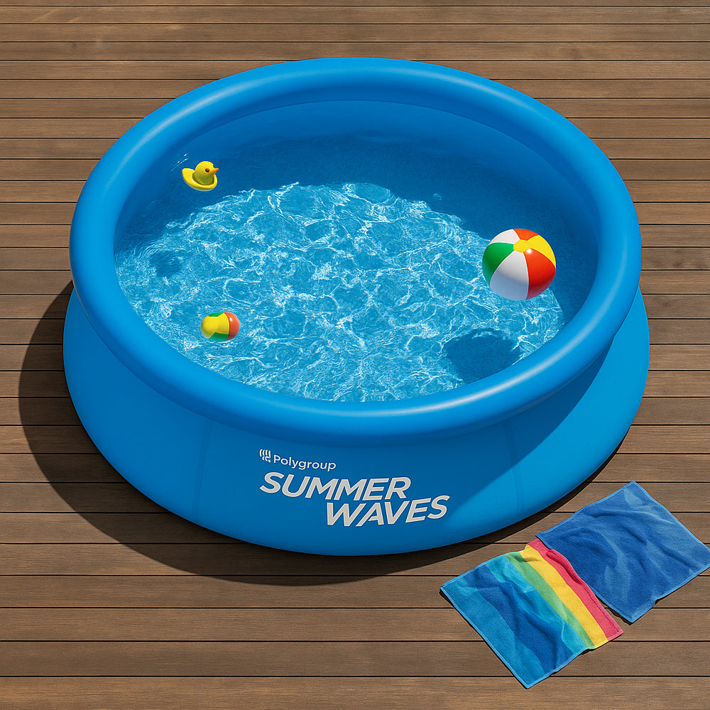 Skanto | WaterJoy Oppblåsbar Basseng – Ø244 cm Basseng med Kant og Filterpumpe (2,074 Liter)