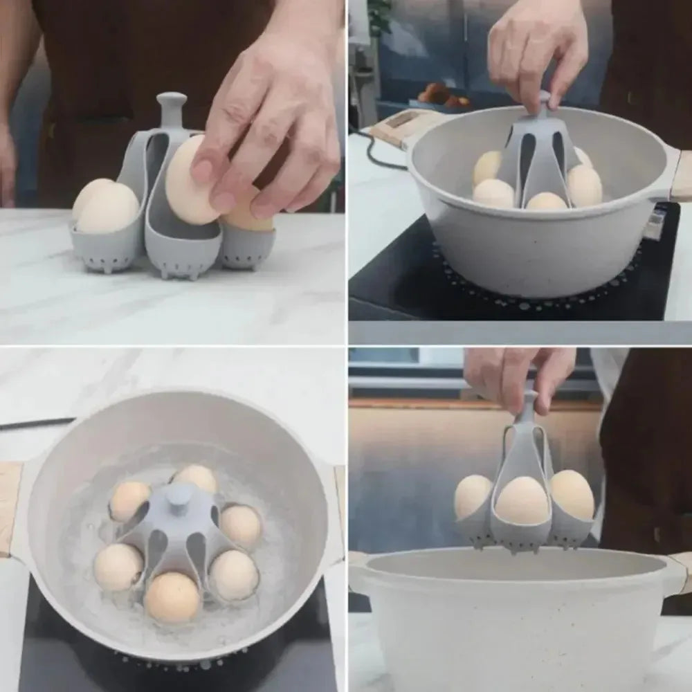 Kokteggbeholder Silikon Egg Dampbrett med Antiskoldhåndtak | Skanto
