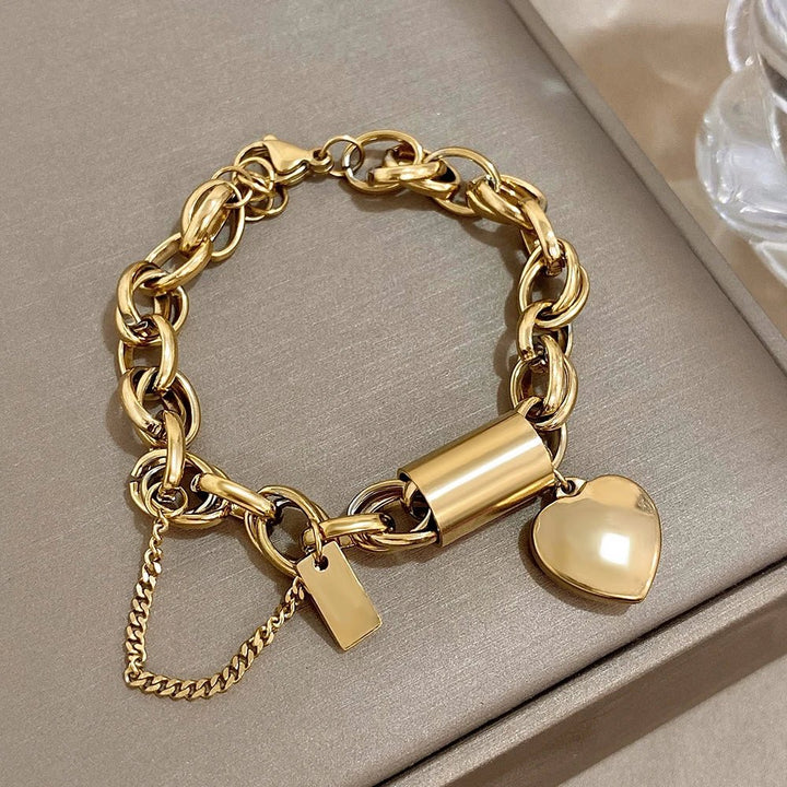 Skanto | Dristig & Chunky Kjede Hjerte Armbånd