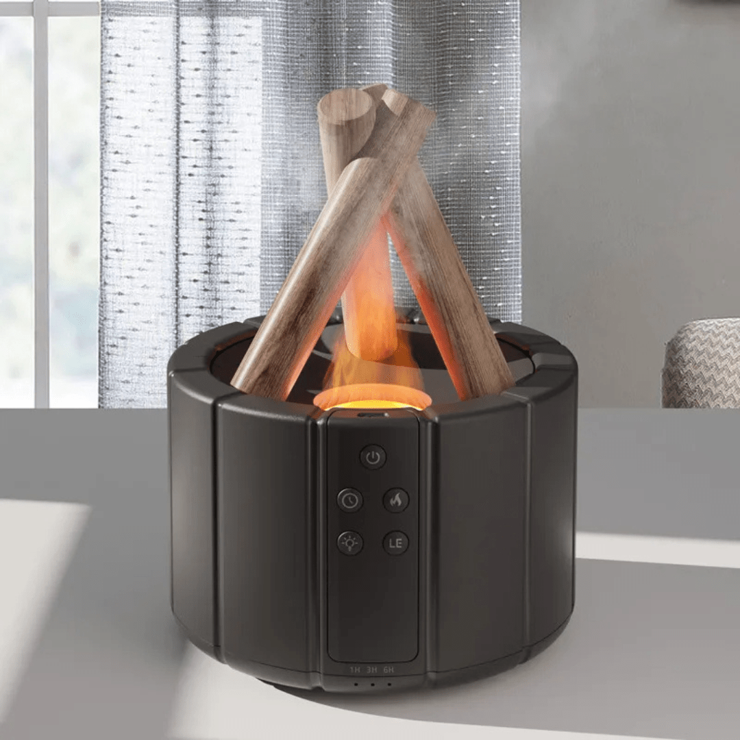 Skanto | AuroMist Ultralyd Flamme Luftfukter | Koselig bål lys luftfukter med aromaterapi funksjon