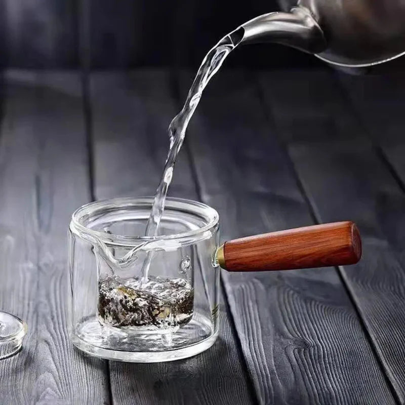 Borosilicate Glass Teapot Kettle Wooden Handle Heat Resistant Tea Maker | Skanto