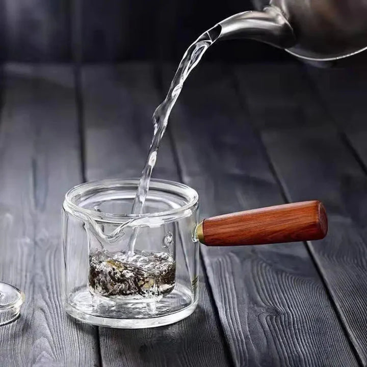 Borosilicate Glass Teapot Kettle Wooden Handle Heat Resistant Tea Maker | Skanto