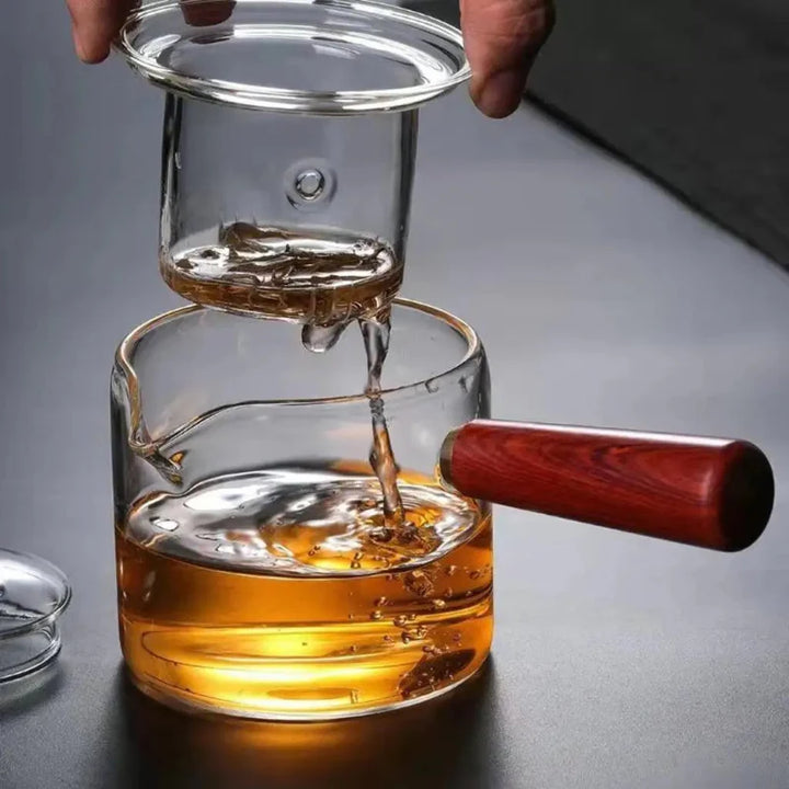 Borosilicate Glass Teapot Kettle Wooden Handle Heat Resistant Tea Maker | Skanto