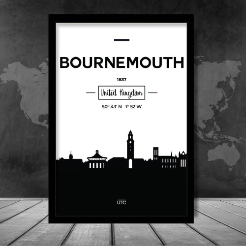 Bournemouths bysilhuett, byutsikt, trykk