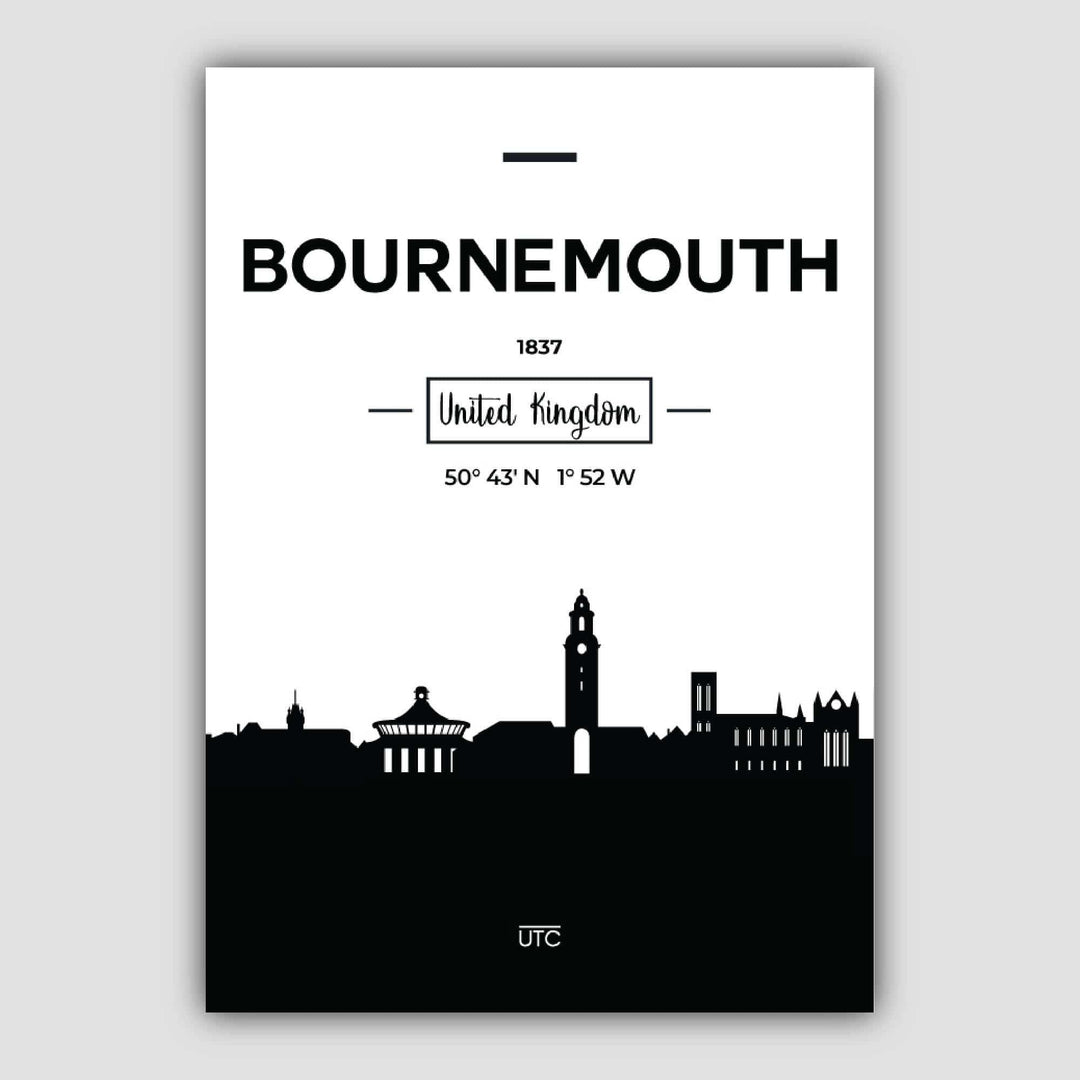 Bournemouths bysilhuett, byutsikt, trykk