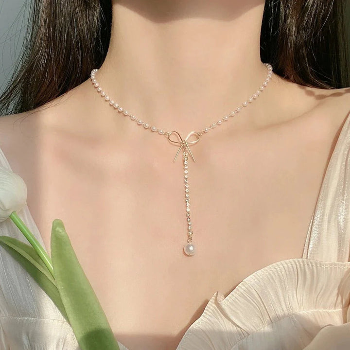 Skanto | Sløyfe Perle Dobbelt Choker Smykke