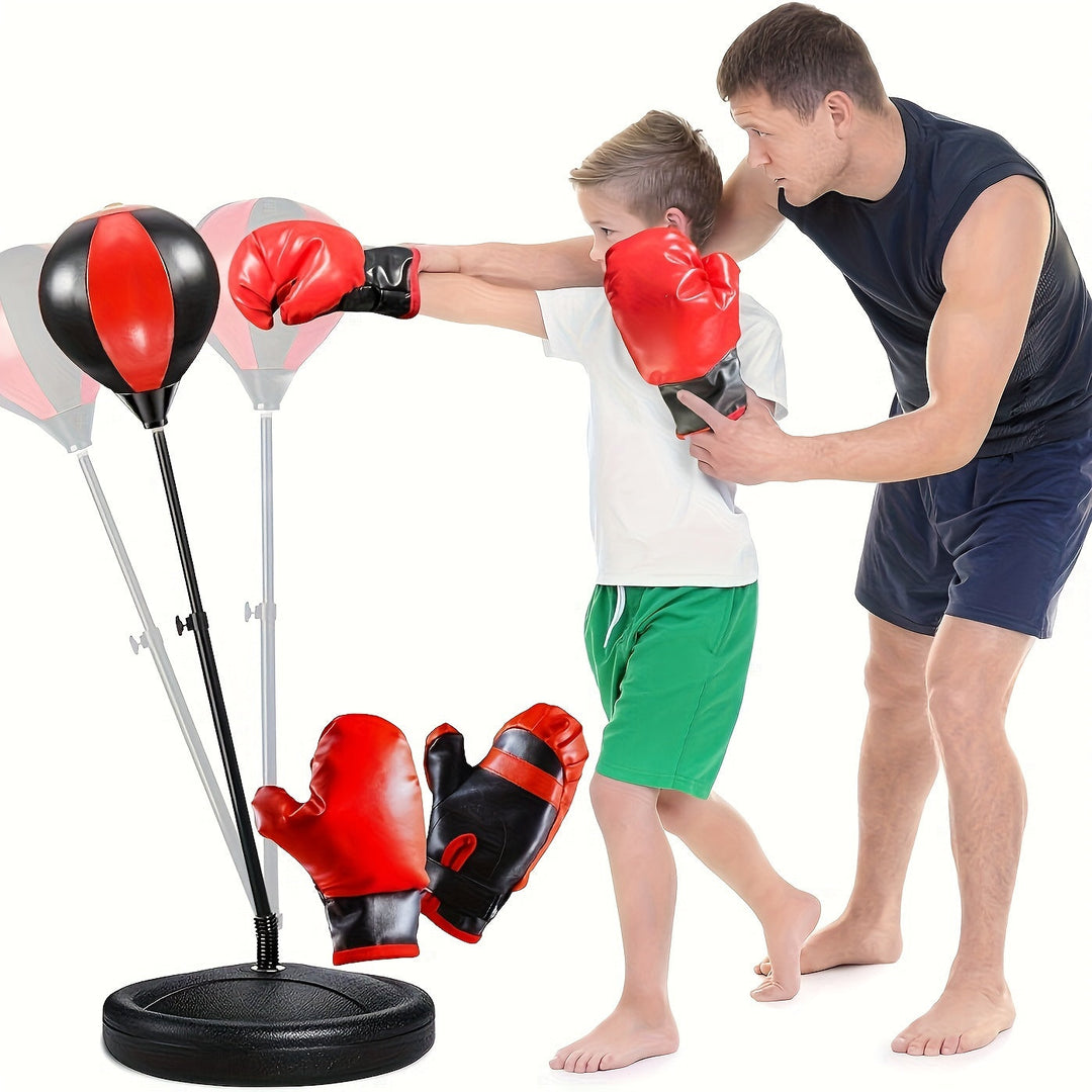 Skanto | BoksFun JuniorSet – Justerbar Boksepose med Hansker for Barn