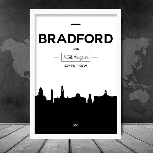 Bradford bysilhuett, byutsikt, trykk