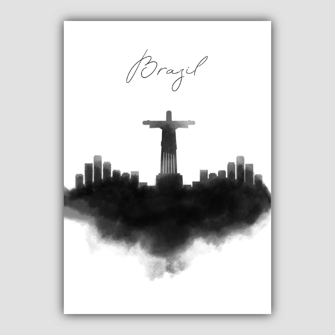 Brasil akvarell skyline byutsiktstrykk