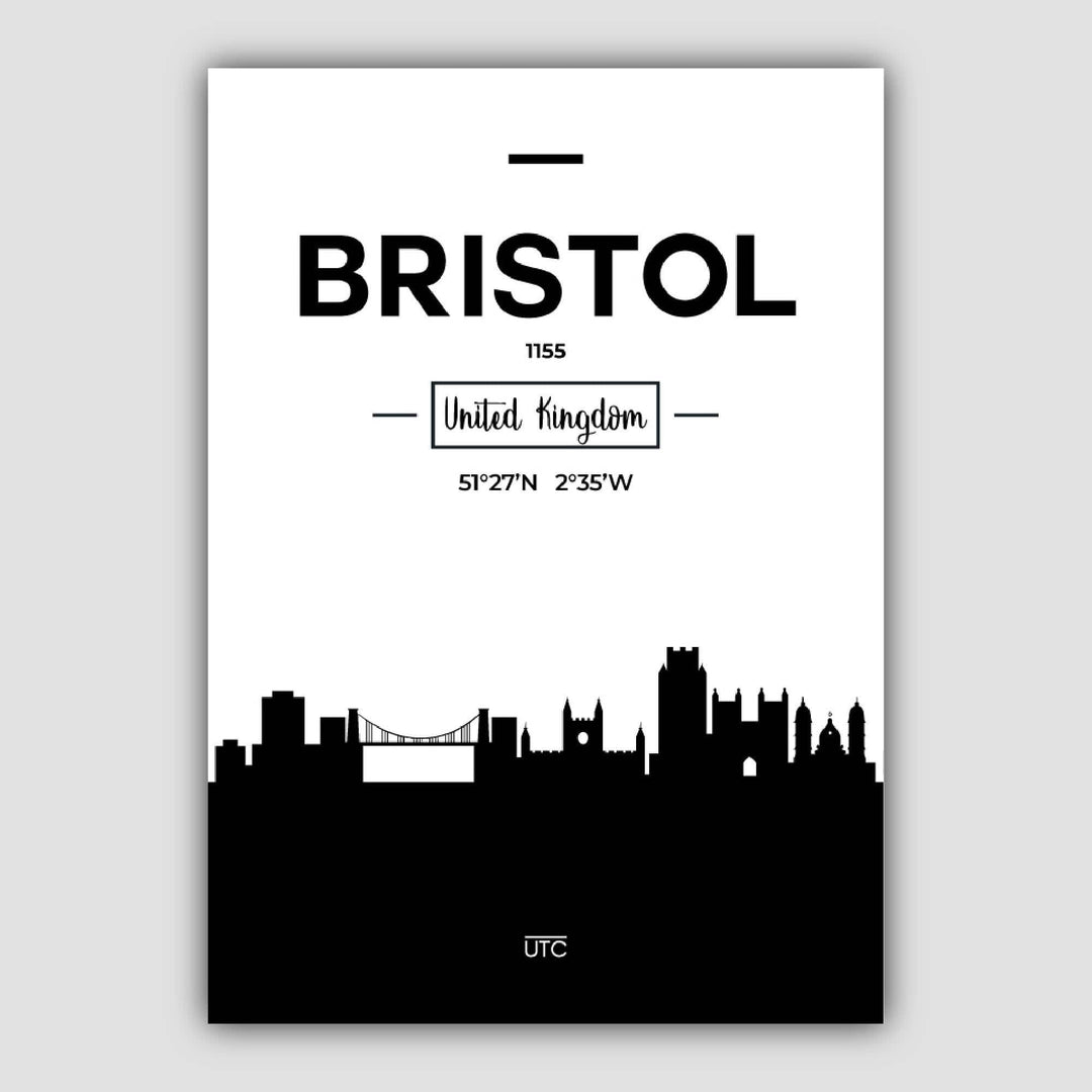 Bristol bysilhuett, byutsikt, trykk