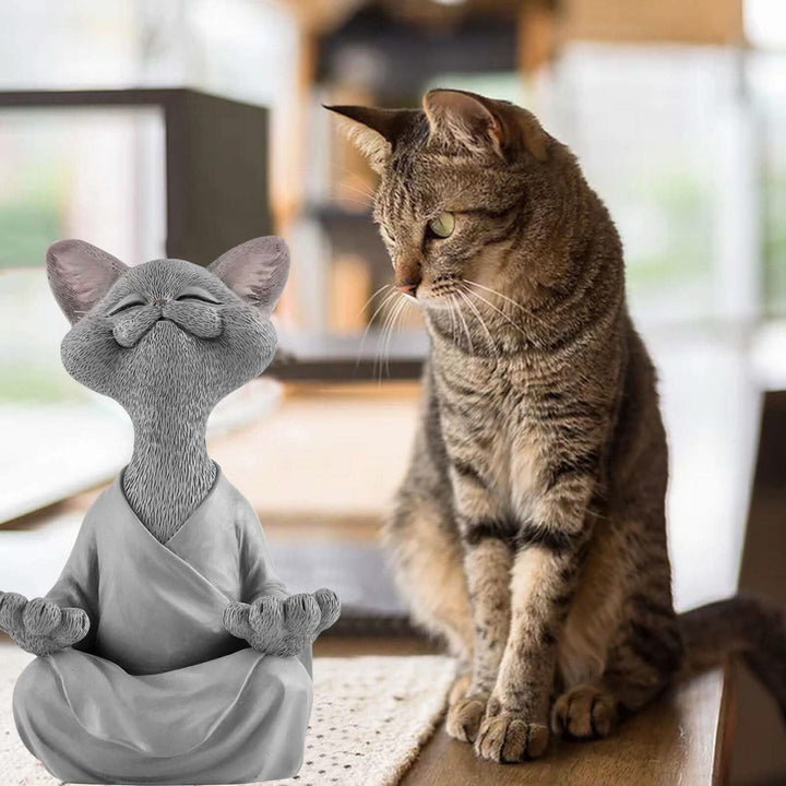 Skanto | Buddha Cat Figurine – Zen Garden Dekorasjon