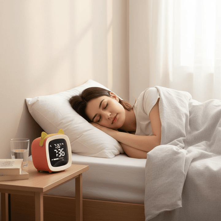 Skanto | BunnyGlow - LED Vekkerklokke – Nattlampe med Digital Skjerm & Timer