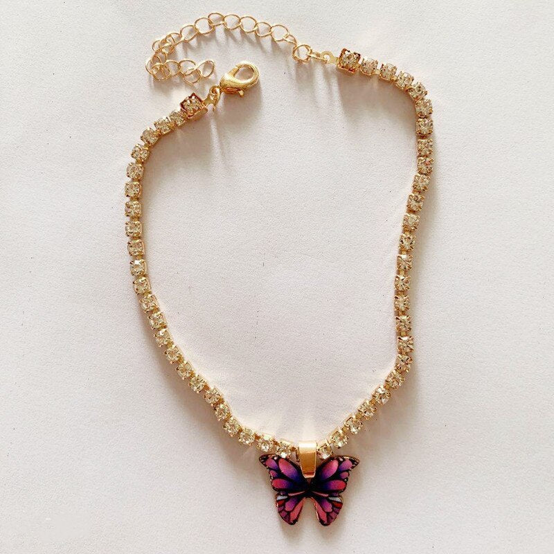 Skanto | Butterfly Rhinestone Anklet