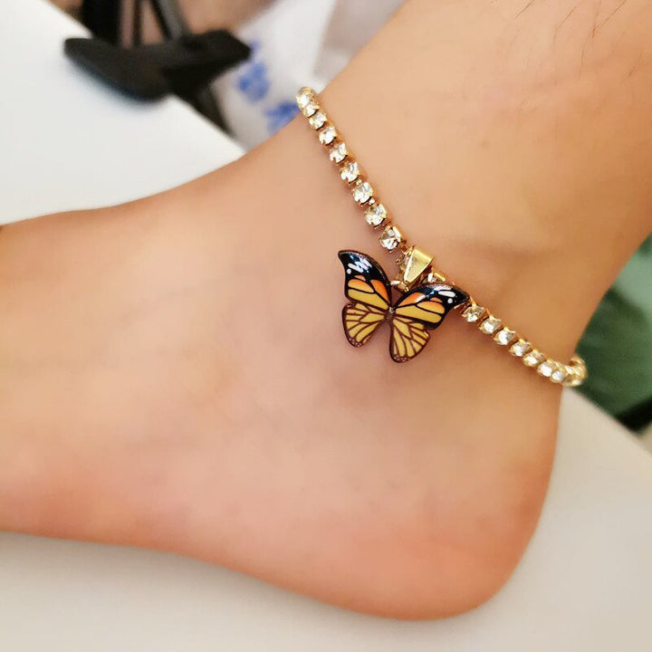 Skanto | Butterfly Rhinestone Anklet