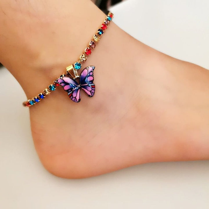 Skanto | Butterfly Rhinestone Anklet