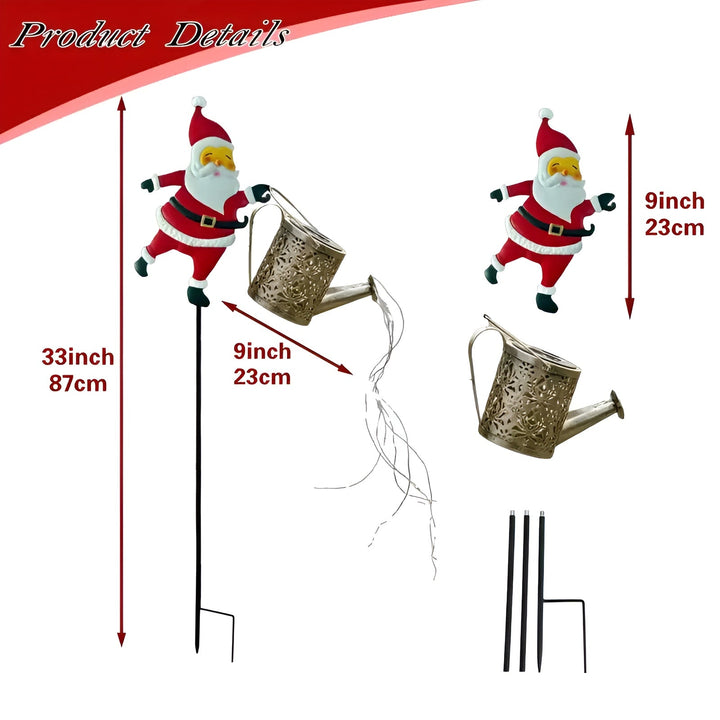 Solcelledrevne julelys med julenissen og lykter – dekorasjon for hage og terrasse | Varmhvit og farget, batterifri