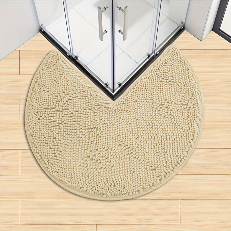 Rund LuxeChen Badmat Ultra-Myk Chenille – Antiskli & Hur tørk | Skanto