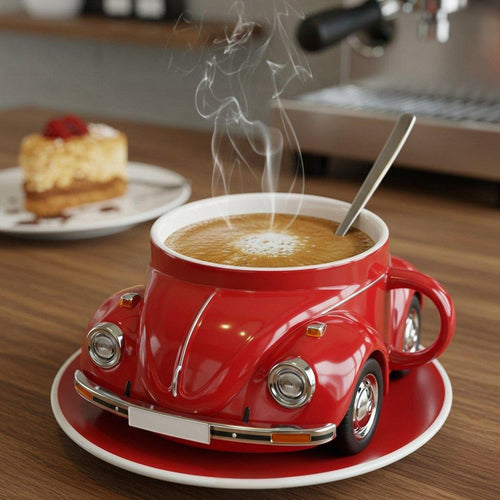 RetroCar Keramik-Kaffeebecher – Einzigartiges 3D-Design for Kaffee and Tee