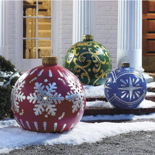 Skanto | Jule Oppblåsbar Dekorasjon Ball | Utendørs Hage Ornament | 60cm PVC