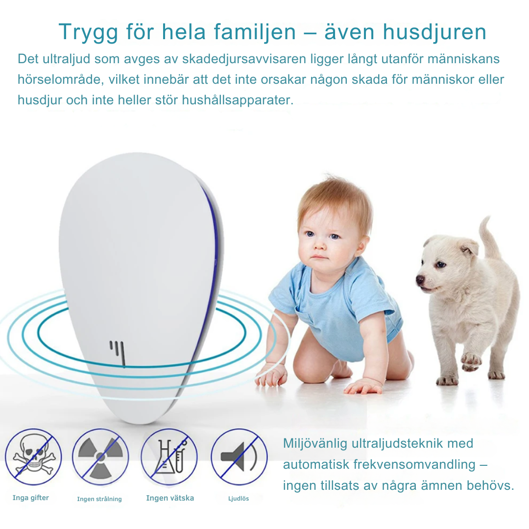Skanto | PestGuard Pro - Ultrasonisk skadedyrkontroll uten kjemikalier for et trygt hjem