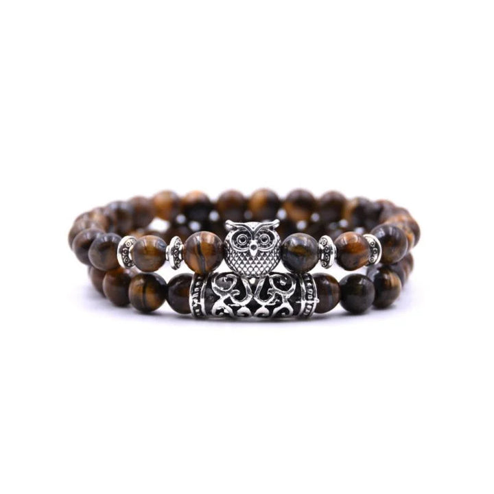 Skanto | Ugle Charm Naturlig Stein Armbånd